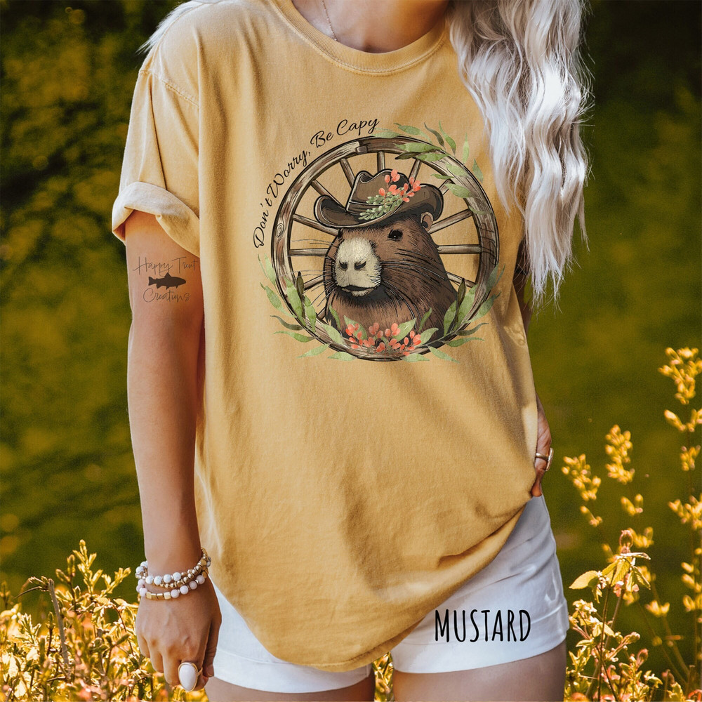 Capybara Cowgirl Shirt Western Capybara Comfort Colors T-Shirt Boho Aesthetic Oversized Animal Shirt Gift For Her.jpg
