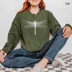 dragonfly shirt, nature shirt, gardener shirt, gift for gardener, fairycore clothing, mystical shirt, comfort colors cot