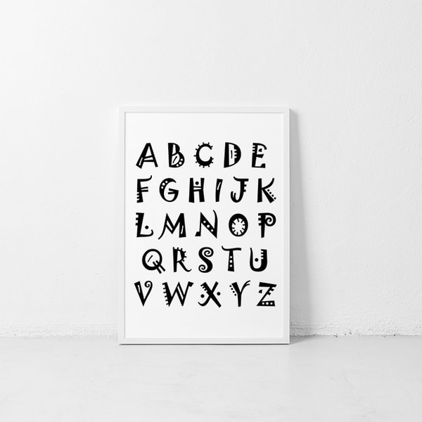 Alphabet digital poster, Kids playroom educational poster, l - Inspire ...