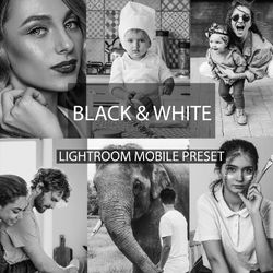 12 lightroom mobile preset, black white, selfie presets, photography presets, instagram presets, xmp, presets portrait,