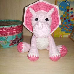 triceratops toy, crochet dinosaur toy,crochet triceratops,knitted dinosaur kids room,amigurumi dinosaur,dinosaur
