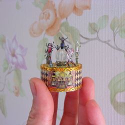 Mini circus with lights. acrobats on stage. LED candle.1:12 scale.