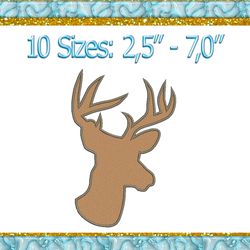Deer head machine embroidery design