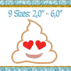 poop emoji applique machine embroidery design