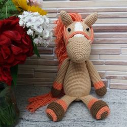 Crochet horse plush, Horse, Stuffed Animal, Amigurumi,Crochet gift, Crochet farm animal,  horse pony dot, farmhouse
