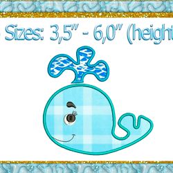 whale applique machine embroidery design