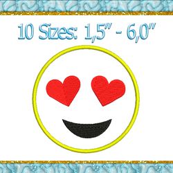 heart eyes emoji applique design
