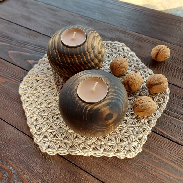 Made From Meaning Set of handmade wood tealight candle holders | Inspire Uplift
