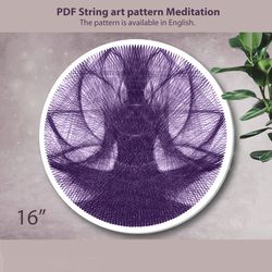Purple String art template, string art Meditation DIY gift, string art patterns PDF, Yoga studio decor