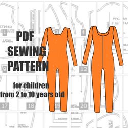Gymnastics leotard pdf pattern for child, fit from 2 to 10 years, child leotard, leotard for children, toddler leotard