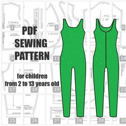 Gymnastics leotard pdf pattern for child to fit from 2 to 13 years, child leotard, leotard for children, toddler leotard