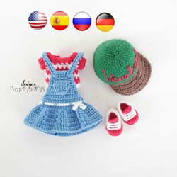 Pattern Crochet Outfit for Doll Summer in sundress