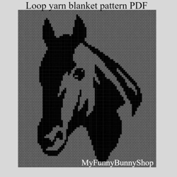 Loop yarn Finger knitted Horse blanket pattern PDF Download