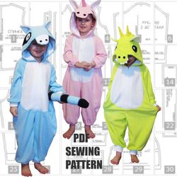 Kigurumi pdf pattern for children to fit for 3-14 years, child kigurumi, kigurumi for children, kigurumi for toddler