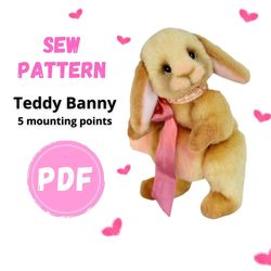 TEDDY RABBIT Pattern - Figure stuffed animal, Pattern PDF-Teddy Rabbit, Teddy Rabbit, Animal Pattern, Plush Rabbit, Rabb