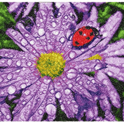 Beautiful flower. Gerbera. Ladybug. Machine embroidery design. Flower. Painting. Insects. Summer flower. Photo stitch.