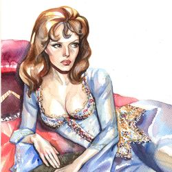 angelique marquise beautiful  woman original hand painted vintage painting original wall art painting