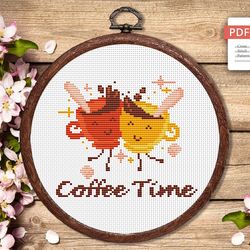 Coffee Time Cross Stitch Pattern, Kitchen Cross Stitch, Embroidery Coffee , Cup of Coffee Cross Stitch Pattern