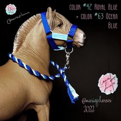 Schleich bicolor Halter & Lead Rope set 64 colors - handmade Schleich horse tack - custom model horse - toy accessories