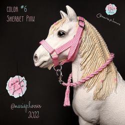 schleich draft halter & lead rope set 64 colors - handmade schleich horse tack - custom model horse - toy accessories