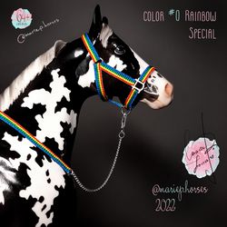 breyer 3-sltd halter & chain lead rope set 64 colors - lsq model horse tack - toy accessory - traditional custom tack