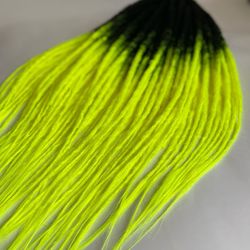 Synthetic Ombre dreads extensions, DE Black and neon yellow dreadlocks