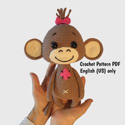 Monkey crochet pattern, crochet monkey, amigurumi, monkey pattern, crochet pattern, monkey Nikki amigurumi pattern PDF