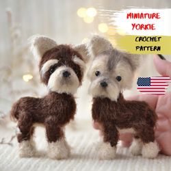 Miniature amigurumi dog Yorkie CROCHET PATTERN PDF, Yorkshire terrier crochet pattern, Terrier dog crochet pattern