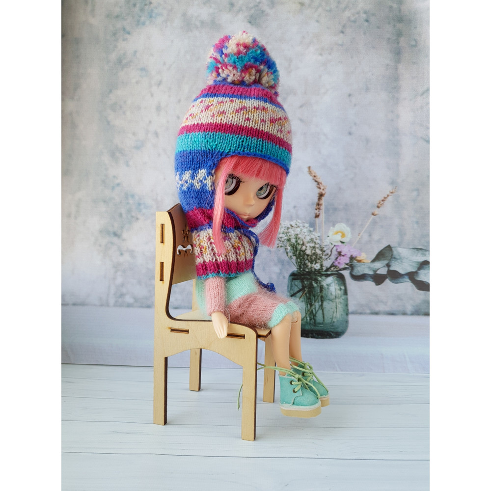 Blythe clothes. Blythe hat balaclava. Blythe knit hat.