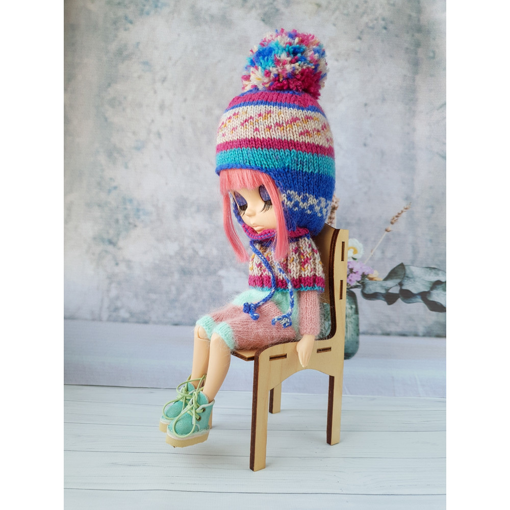 Blythe clothes. Blythe hat balaclava. Blythe knit hat.