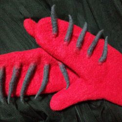 Handmade wool Dragon mittens