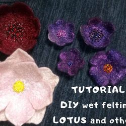 Digital DIY Pattern Tutorial wet felted Flowers (photos and description)