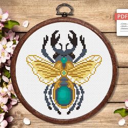 The Beetle Cross Stitch Pattern, Summer Cross Stitch, Embroidery Beetle, Insect Cross Stitch Pattern