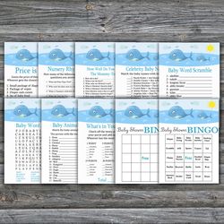 Under the sea baby shower games bundle,Whale Baby Shower games package,Fun Baby Shower Games,9 Printable Games-335