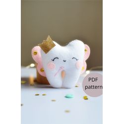 Personalized Tooth Fairy Pillow with crown PDF Printable Instant Download