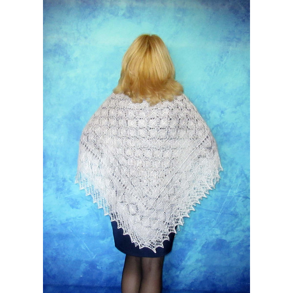White Orenburg shawl, Hand knit Russian shawl, Lace wedding shawl, Bridal cape, Warm cover up, Wool wrap, Handmade stole, Kerchief, Big scarf 3.JPG
