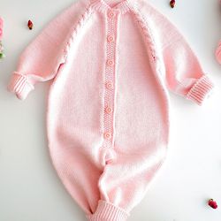 KNITTING PATTERN: Baby ROMPER "Mirabelle" Pdf Knitting Pattern / Baby Jumpsuit / Baby Overall / Baby Onesie / 4 Sizes