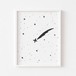 shooting star nursery wall art, shooting star print, shooting star, monochrome nursery prints, shooting star for nursery