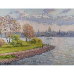 Saint Petersburg Painting Cityscape Original Art Oil Canvas Artwork Impressionism Urban Landscape