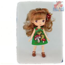 Dress "Two frogs" for Xiaomi Monst, Chibbi Meadowdoll (For Doll Size:8 inch,20-22sm)