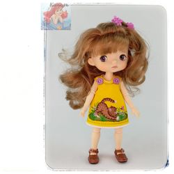 Dress 3  "KITTY" for Xiaomi Monst, Chibbi Meadowdoll  (For Doll Size:8 inch,20-22sm)