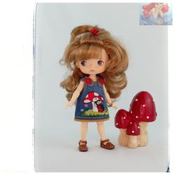 Dress 4 "MUSHROOM and ladybug" for Xiaomi Monst, Chibbi Meadowdoll  (For Doll Size:8 inch,20-22sm)