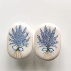 Ceramic lavender pattern knobs  (set of 2)