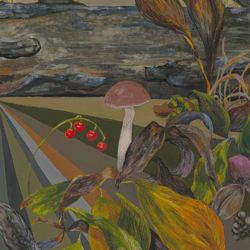 Mushroom Painting Abstract Art Forest Artwork