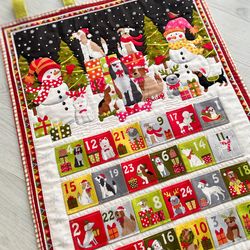 CHRISTMAS DOGS ADVENT CALENDAR, POCKET CHRISTMAS ADVENT, Pet Advent Calendar, Quilted Countdown Calendar, Dog mom gift