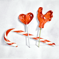 Lollipops watercolor painting, original art, painting, watercolour, original inspiring art, new year Christmas