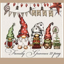 Gnomes Clipart, Family gnomes clipart, Christmas clipart