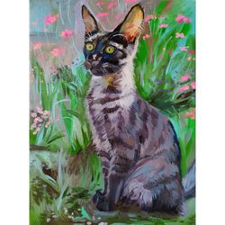 Maine Coon painting oil Animal Original Art Black Cat Artwork fine art Grey Pet canvas art by Natalia Plotnikova