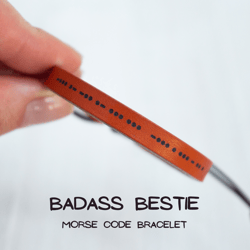 BADASS BESTIE morse code bracelet, friendship bracelet, best friend gifts, gift for best friend female, leather bracelet