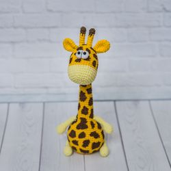 Crochet giraffe, weighted stuffed animal, knitted giraffe, interior decor giraffe, giraffe stuffed animal
